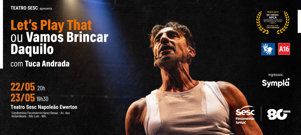 Tuca Andrada, em solo aclamado pela crítica, sobe ao palco no Teatro Sesc